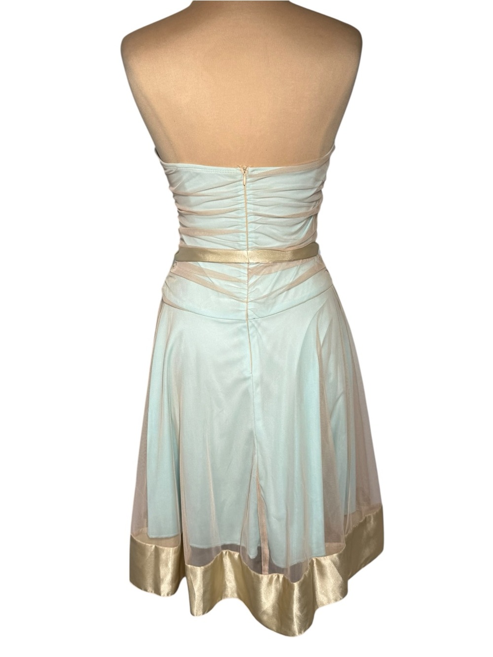 Vintage 90’s Y2K City Triangles Aqua Dress Gold Mesh overlay and trim Fairycore - Picture 7 of 12